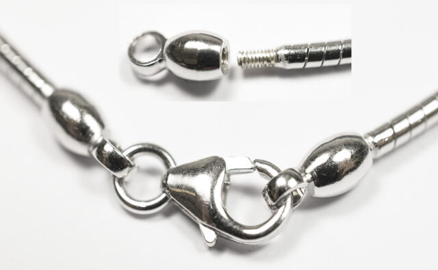 Omegareifen Silberketten Ø 1,5 mm mit abschraubbarer Hülse aus 925/Silber oder Silber Vergoldet in 40/42/45/50 cm