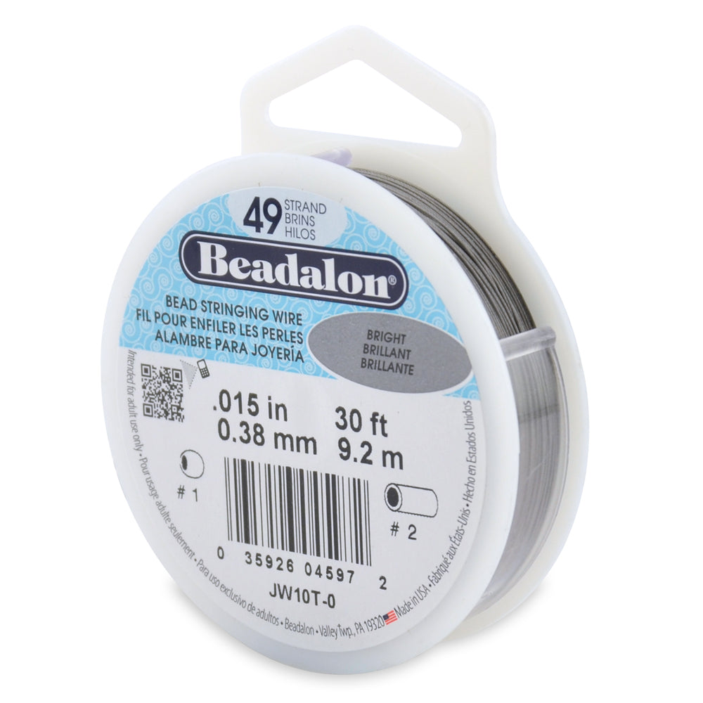 Beadalon Schmuckdraht 49 Strang Edelstahl 9,2 m Rolle (30 ft) in 4 Stärken
