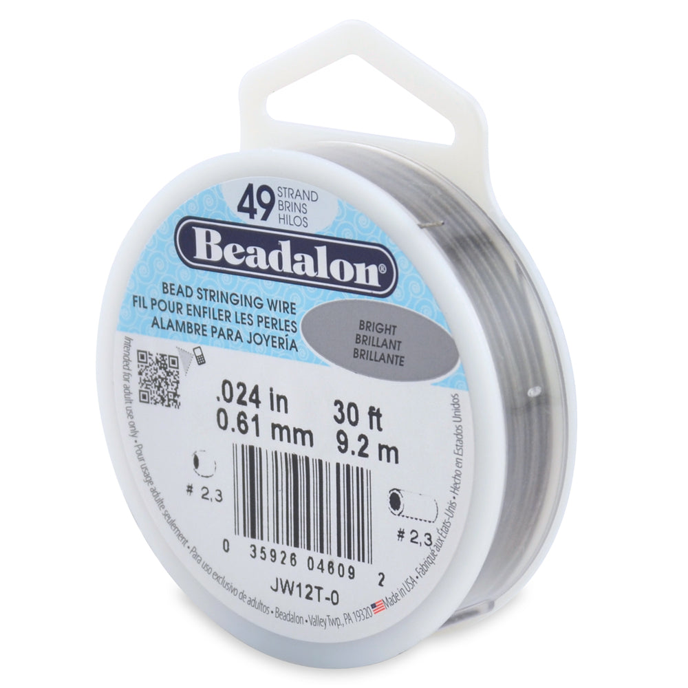 Beadalon Schmuckdraht 49 Strang Edelstahl 9,2 m Rolle (30 ft) in 4 Stärken