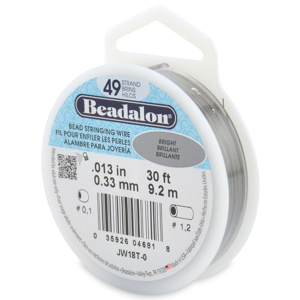 Beadalon Schmuckdraht 49 Strang Edelstahl 9,2 m Rolle (30 ft) in 4 Stärken