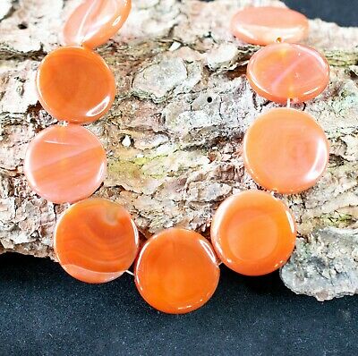 10 KARNEOL EDELSTEINE SCHÖNES ORANGE IN SCHEIBENFORM Ø 25 MM TOP!