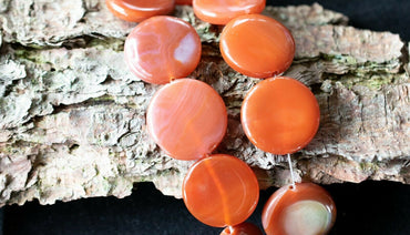 10 KARNEOL EDELSTEINE SCHÖNES ORANGE IN SCHEIBENFORM Ø 25 MM TOP!