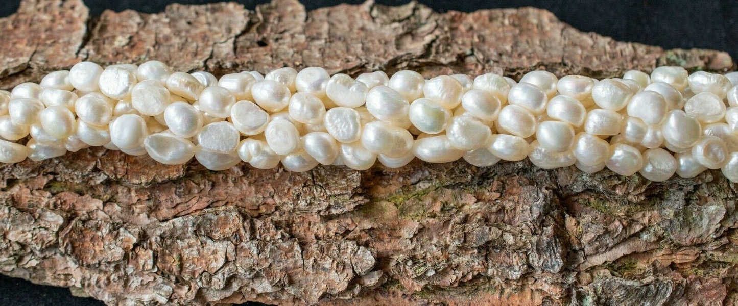 BAROCKPERLENHALSKETTE NATURFARBEN Rundlich Weiß 11 x 9 x 7 mm Wunderschön !!