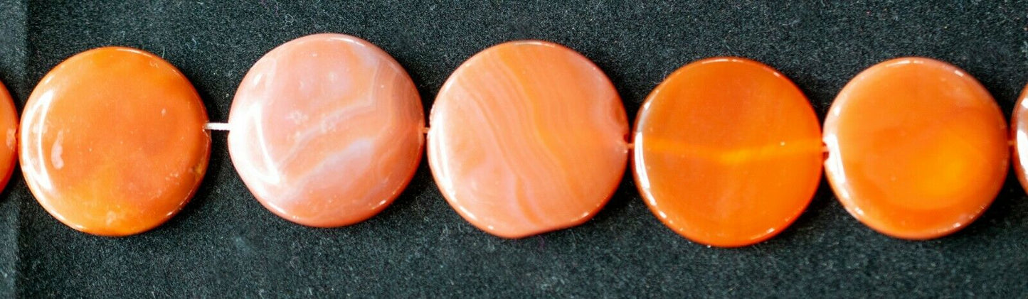 10 KARNEOL EDELSTEINE SCHÖNES ORANGE IN SCHEIBENFORM Ø 25 MM TOP!