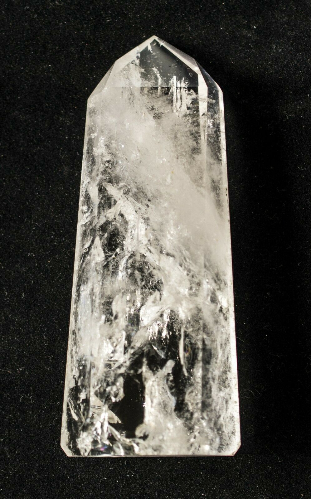 KLARER BERGKRISTALL OBELISK 207 GRAMM HANDGESCHLIFFEN 12,5x5x2,5 CM WUNDERSCHÖN