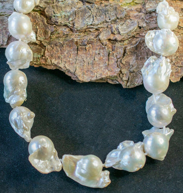 18 - 42 mm Weißer Barockperlenstrang Natur Riesig AAA - Qualität TOP PERLEN!