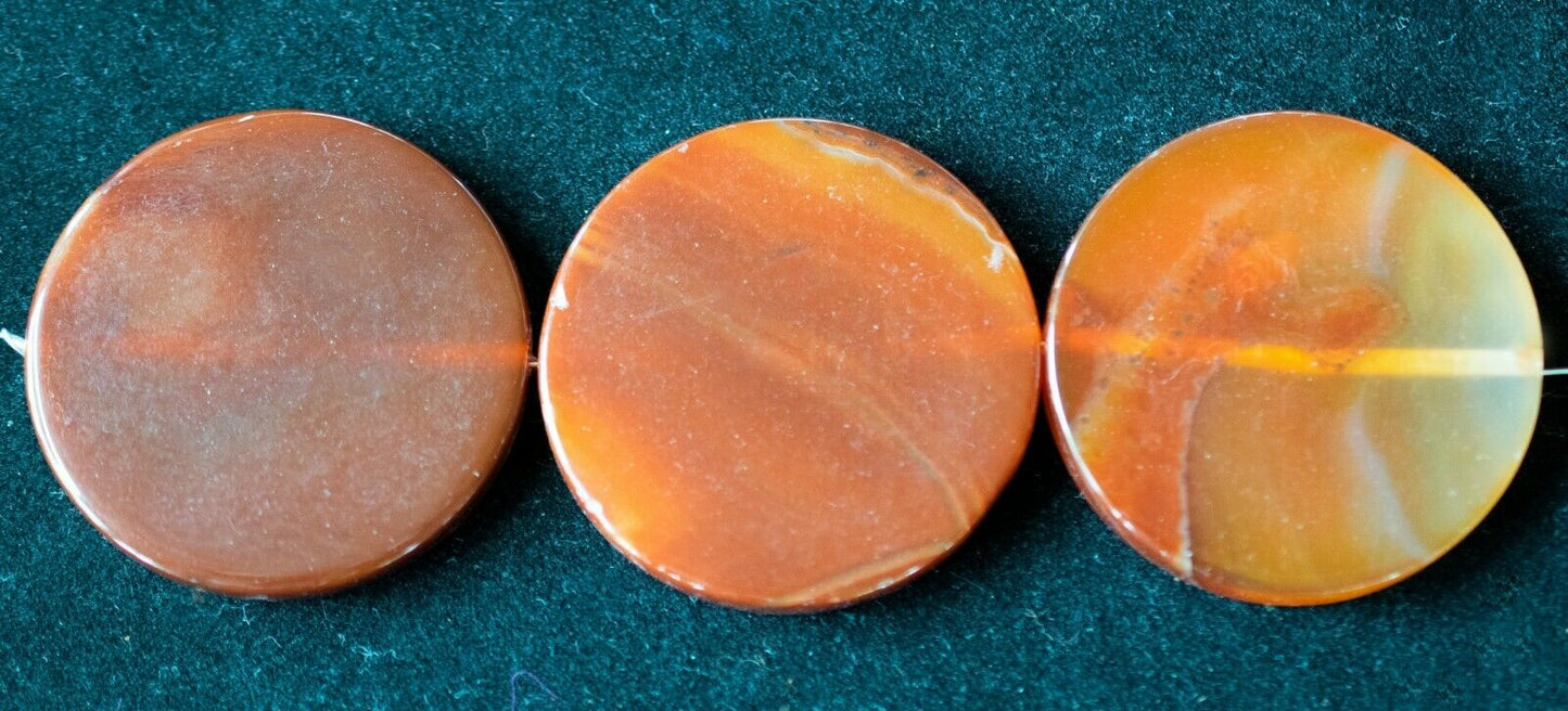 5 KARNEOLE ORANGE Ø 40 MM MÜNZFORM EDELSTEIN TOP!