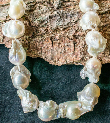 18 - 42 mm Weißer Barockperlenstrang Natur Riesig AAA - Qualität TOP PERLEN!