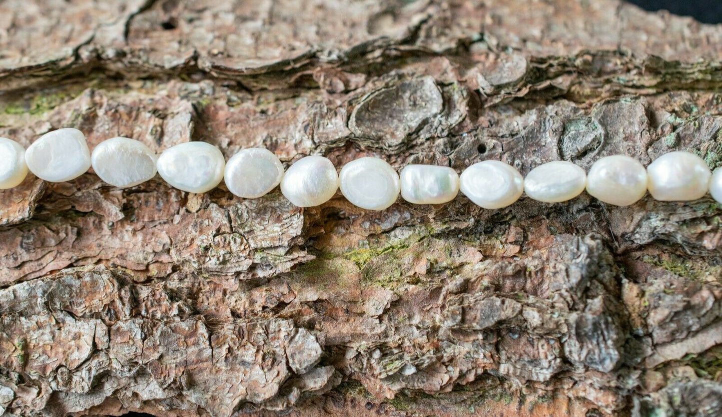 BAROCKPERLENHALSKETTE NATURFARBEN Rundlich Weiß 11 x 9 x 7 mm Wunderschön !!