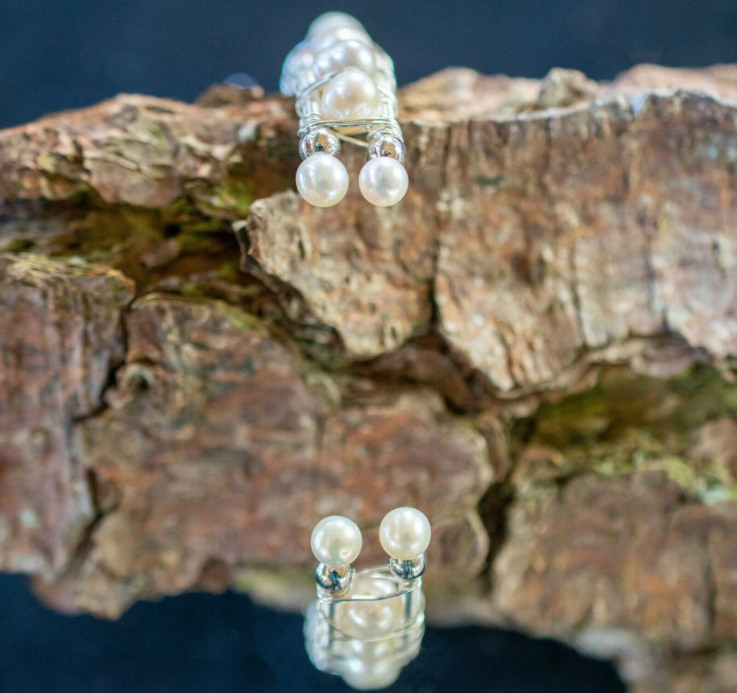 Handgefertigter Perlenarmreif mit echten Perlen Ø 6 mm & Silbernes Armreif TOP!