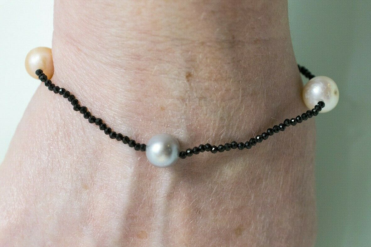 "MULTI STAR" Armband Traumhafte Spinelle facettiert mit 3-farbigen Zuchtperlen