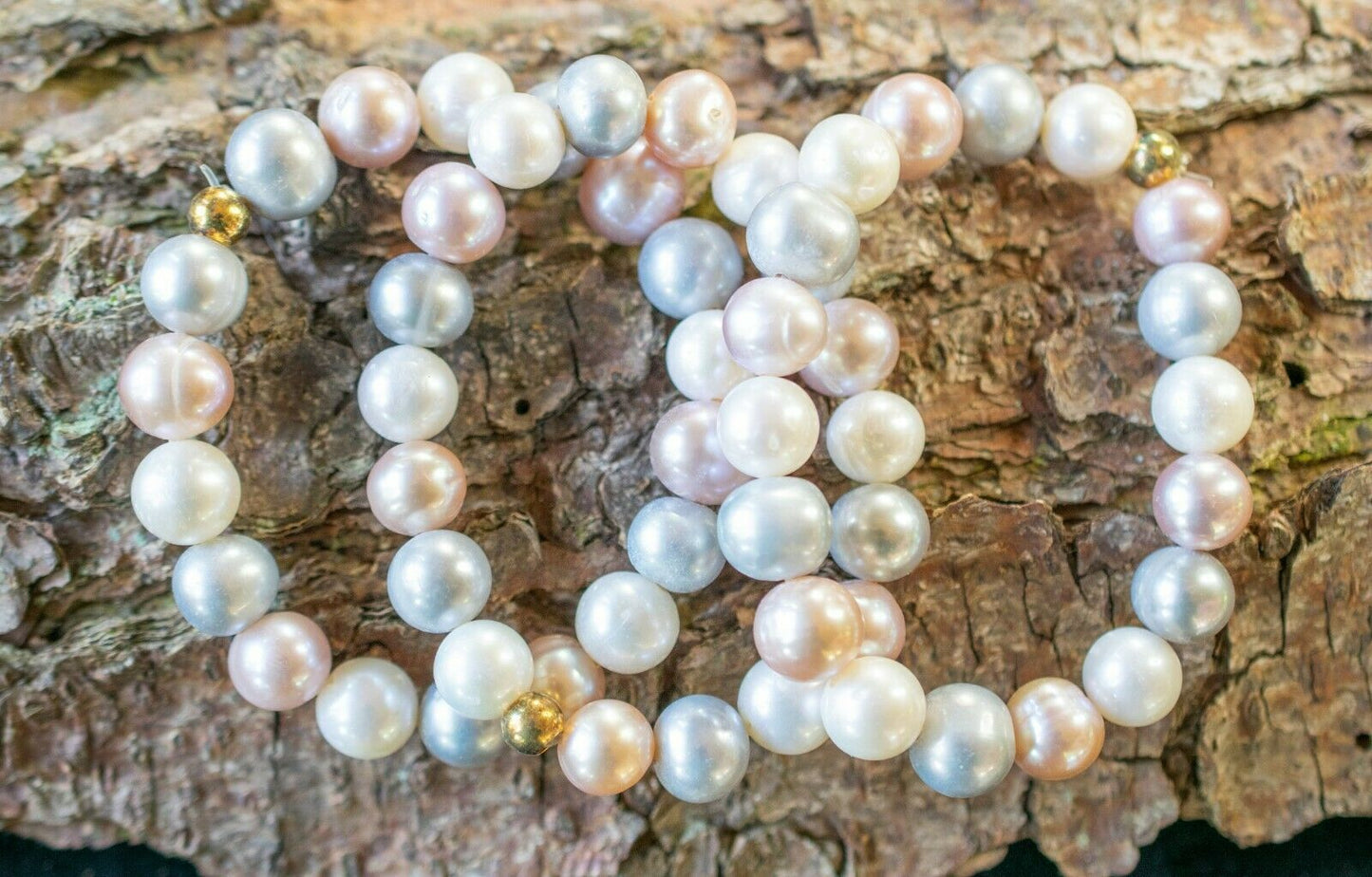 Perlenarmband Multicolor in Naturfarbe Zuchtperlen mit Ø 12 mm Wunderschön !