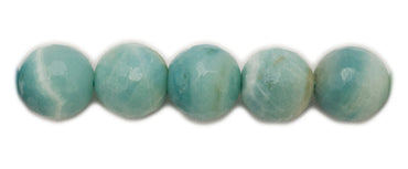 Edelsteinstrang AMAZONIT TÜRKIS -GRÜN RUND FACETTIERT