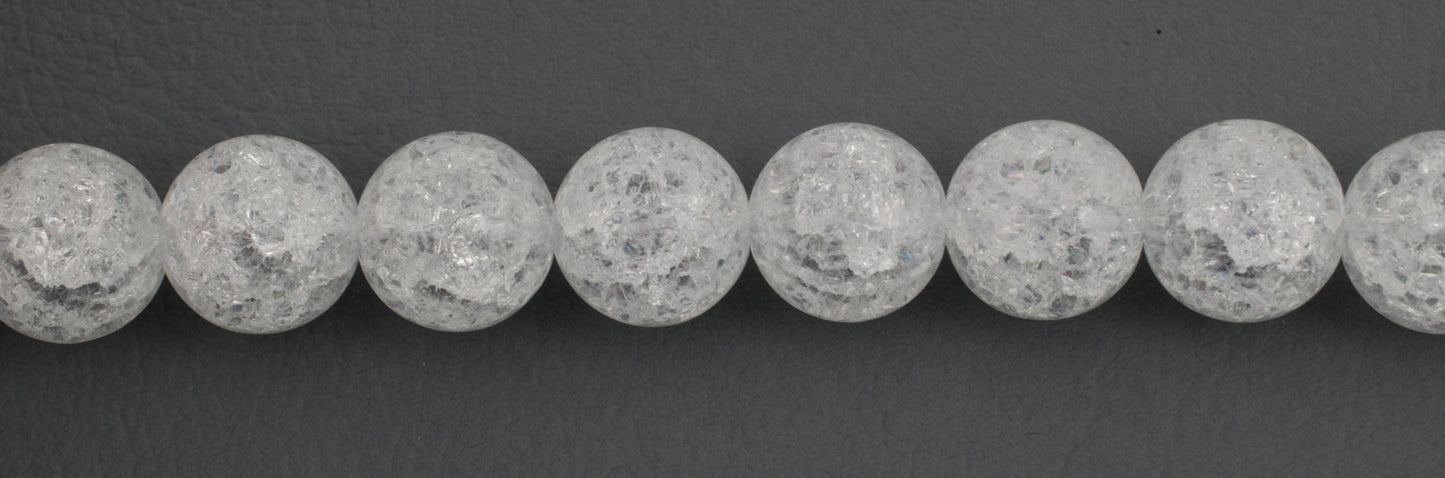Edelsteinstrang BERGKRISTALL WEISS - KLAR RUND CRACKED