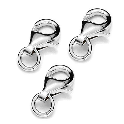 My-Bead 3 StÃÂück KarabinerverschlÃÂüsse 9mm 925 Sterling Silber nickelfrei Karabiner 3mm Binderinge basteln DIY
