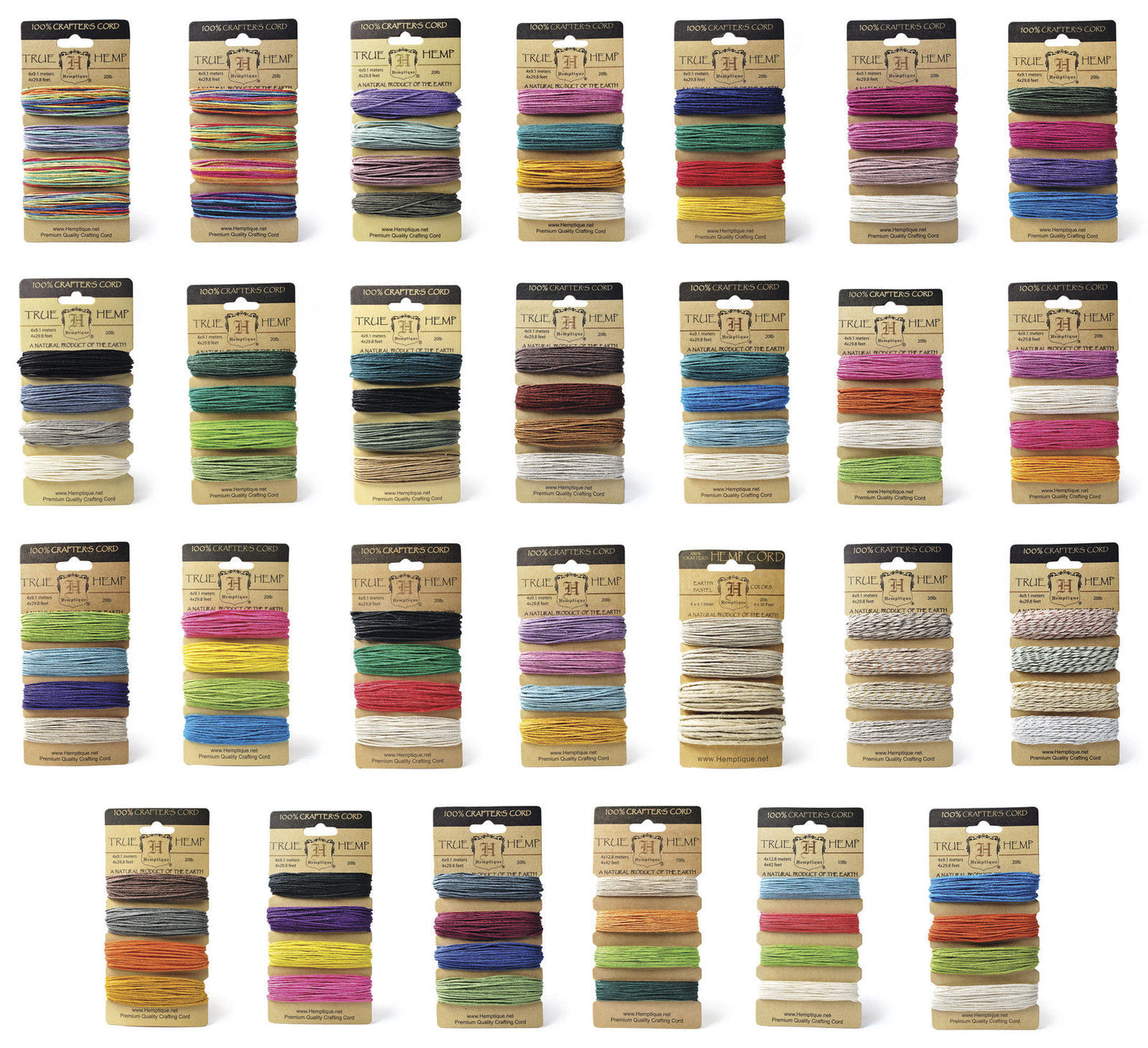 Hemptique ® Hanfband 4 Farben Set 36,4 m in 39 Varianten! aus USA
