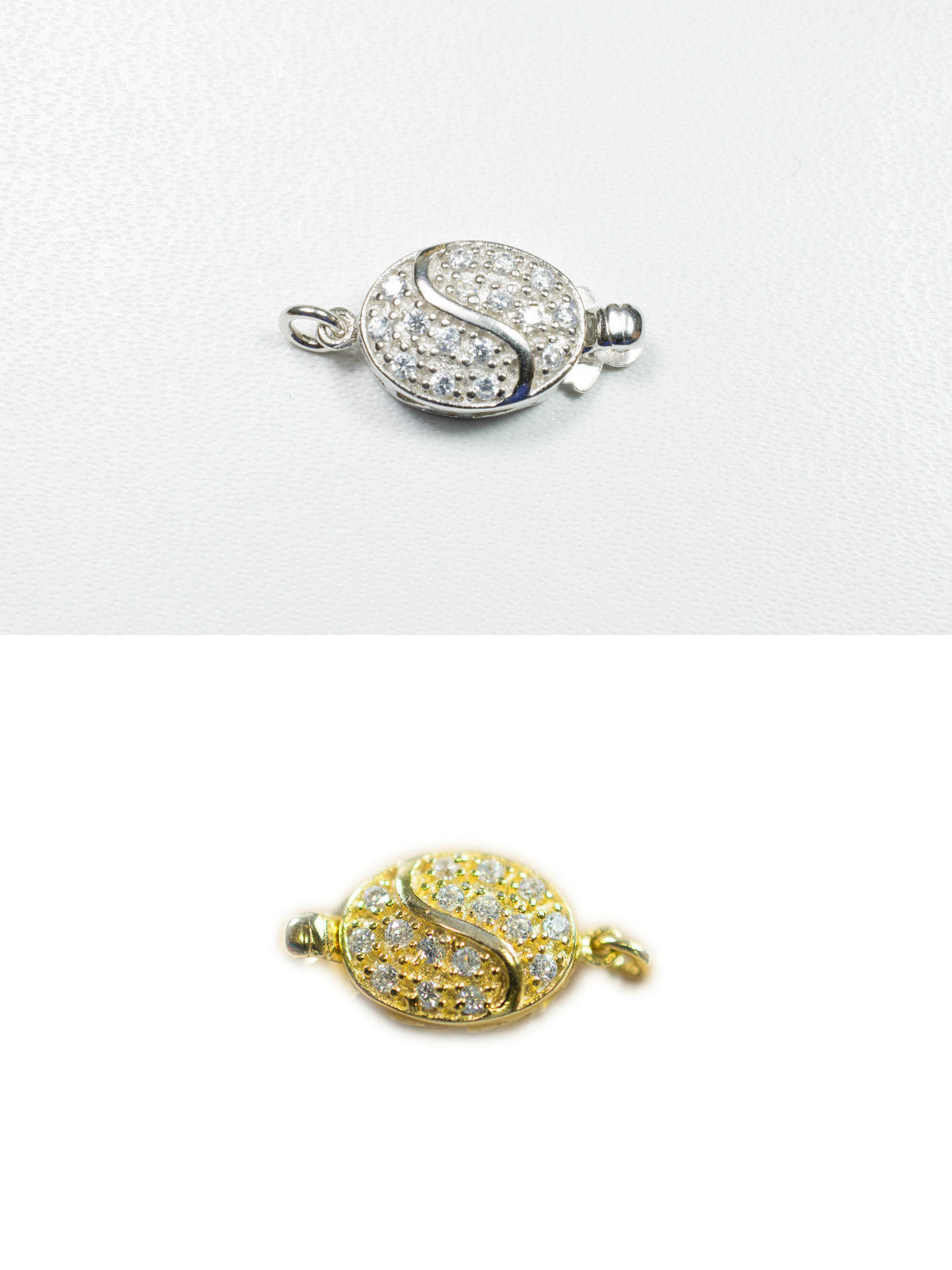 Schmuckschliesse Oval mit Zirkoniasteinen aus 925-Silber