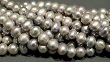 Perlenstrang Silber rund mit hohem Lüster in 6-7 mm