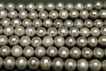 Perlenstrang Silber rund mit hohem Lüster in 9-10 mm