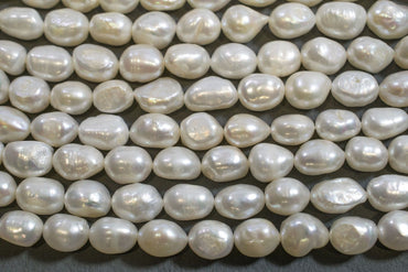 Reisperlenstrang Weiß mit hohem Lüster in 8-9 mm