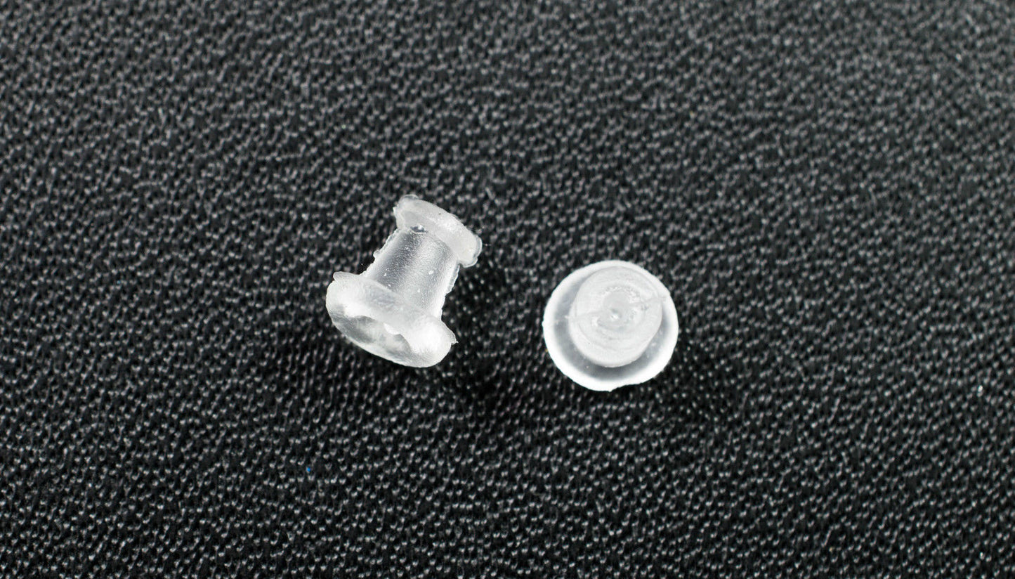 10 Ohrstecker Silikon mit Andrückfläche von 5 mm Durchmesser