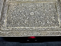 Wunderschönes Sterling-Silber Tablett 1486 g handgearbeitet in Repoussé-Technik