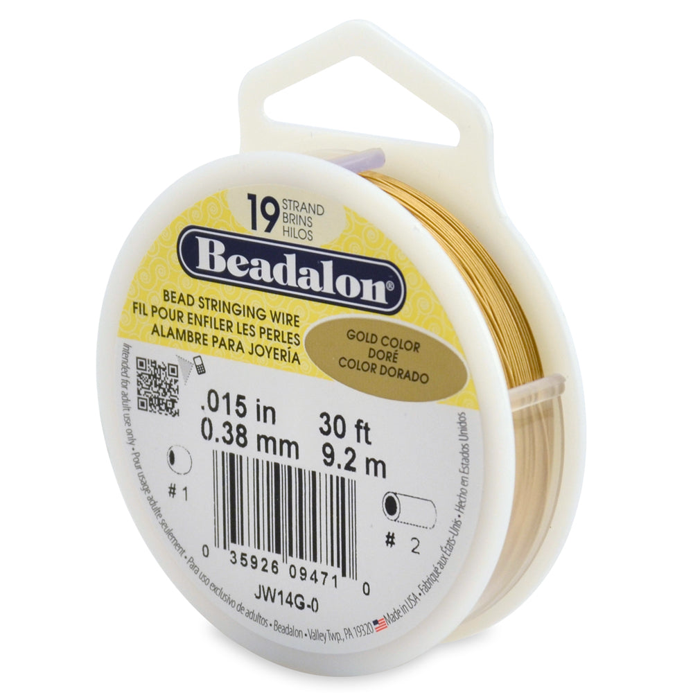 Beadalon 19 Strang Schmuckdraht in Gold & Silber in 4 Stärken 9,2 m Rolle aus USA