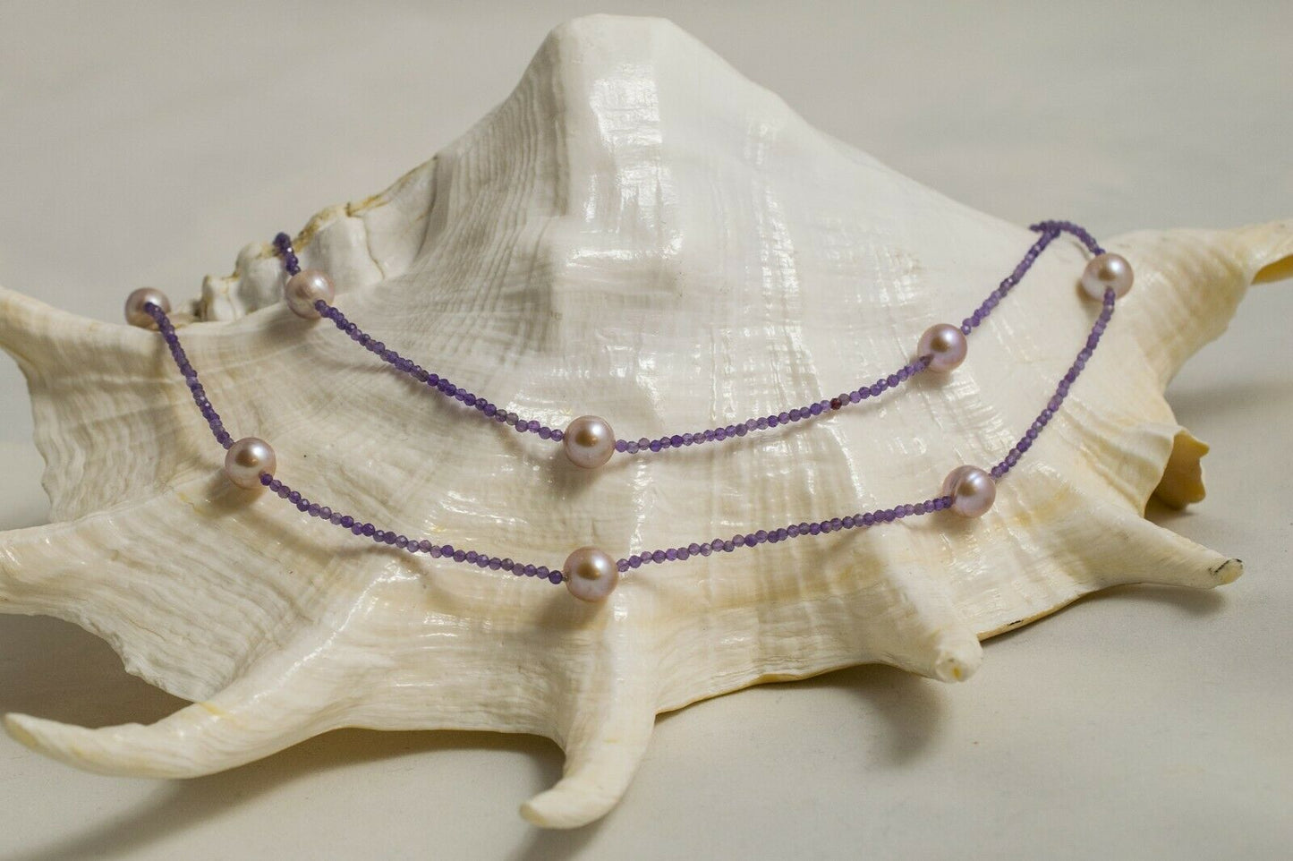 AMETHYST CHAMPAGNE Traumhafte Amethyste facettiert mit Zuchtperlen 114 cm Länge!