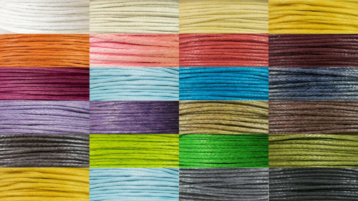 KIT Cotton Thread 10 m Gewachste Öko Baumwolle 1 mm 23 Farben (GP ab 0,10 €/m)