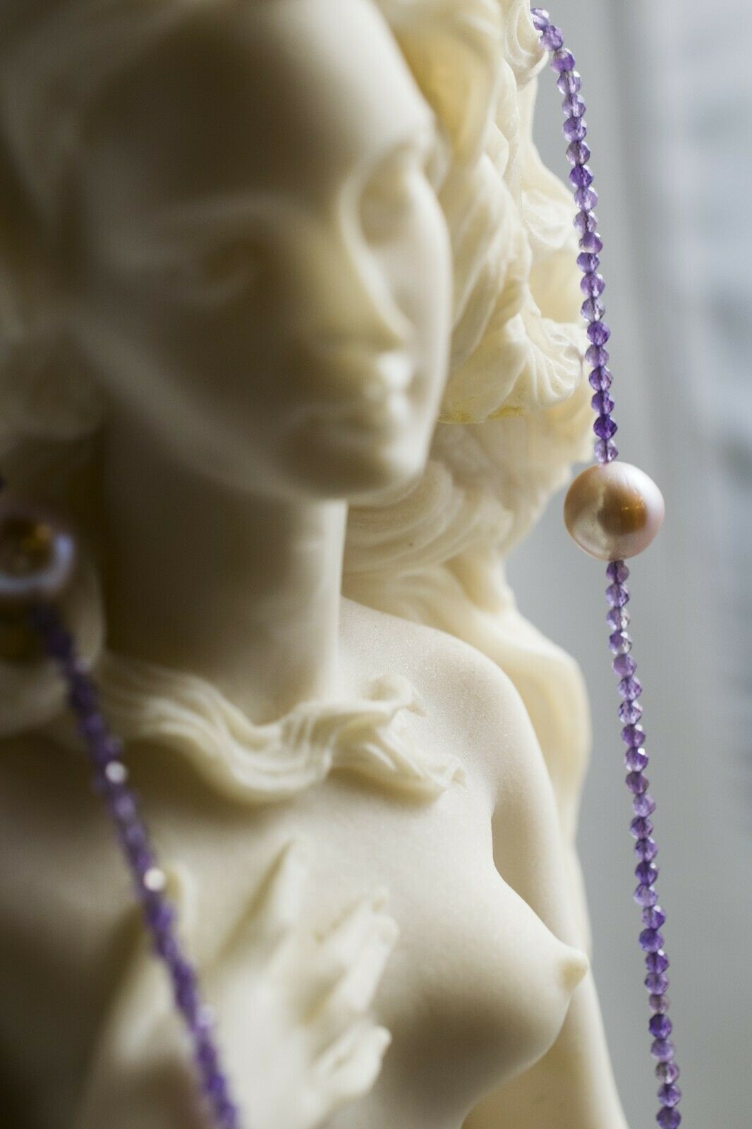 AMETHYST CHAMPAGNE Traumhafte Amethyste facettiert mit Zuchtperlen 114 cm Länge!