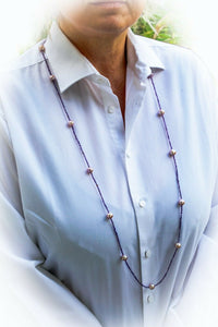 AMETHYST CHAMPAGNE Traumhafte Amethyste facettiert mit Zuchtperlen 114 cm Länge!
