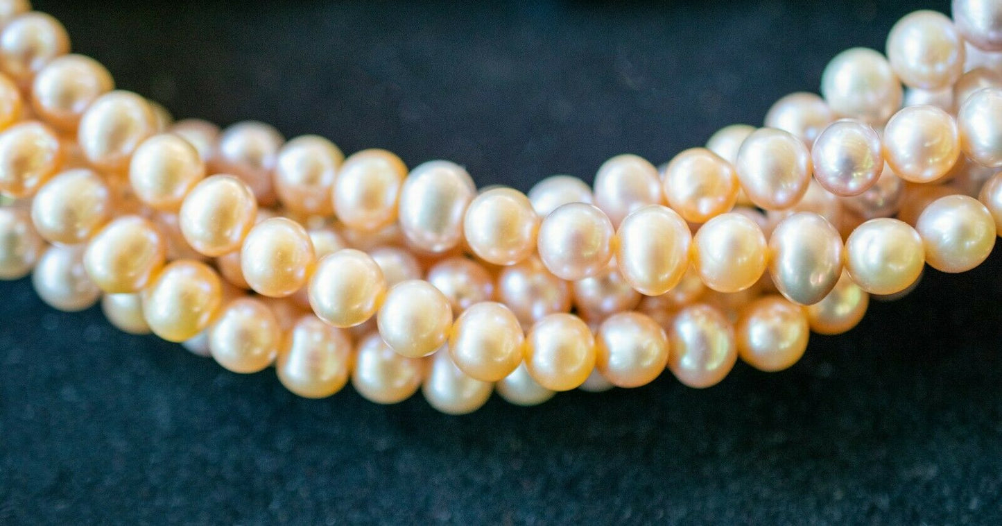 Naturfarbene Multicolor Runde ZUCHTPERLENKETTE  Ø 5,5 - 6 mm  AA Qualität TOP!!