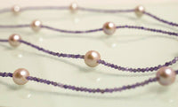 AMETHYST CHAMPAGNE Traumhafte Amethyste facettiert mit Zuchtperlen 114 cm Länge!