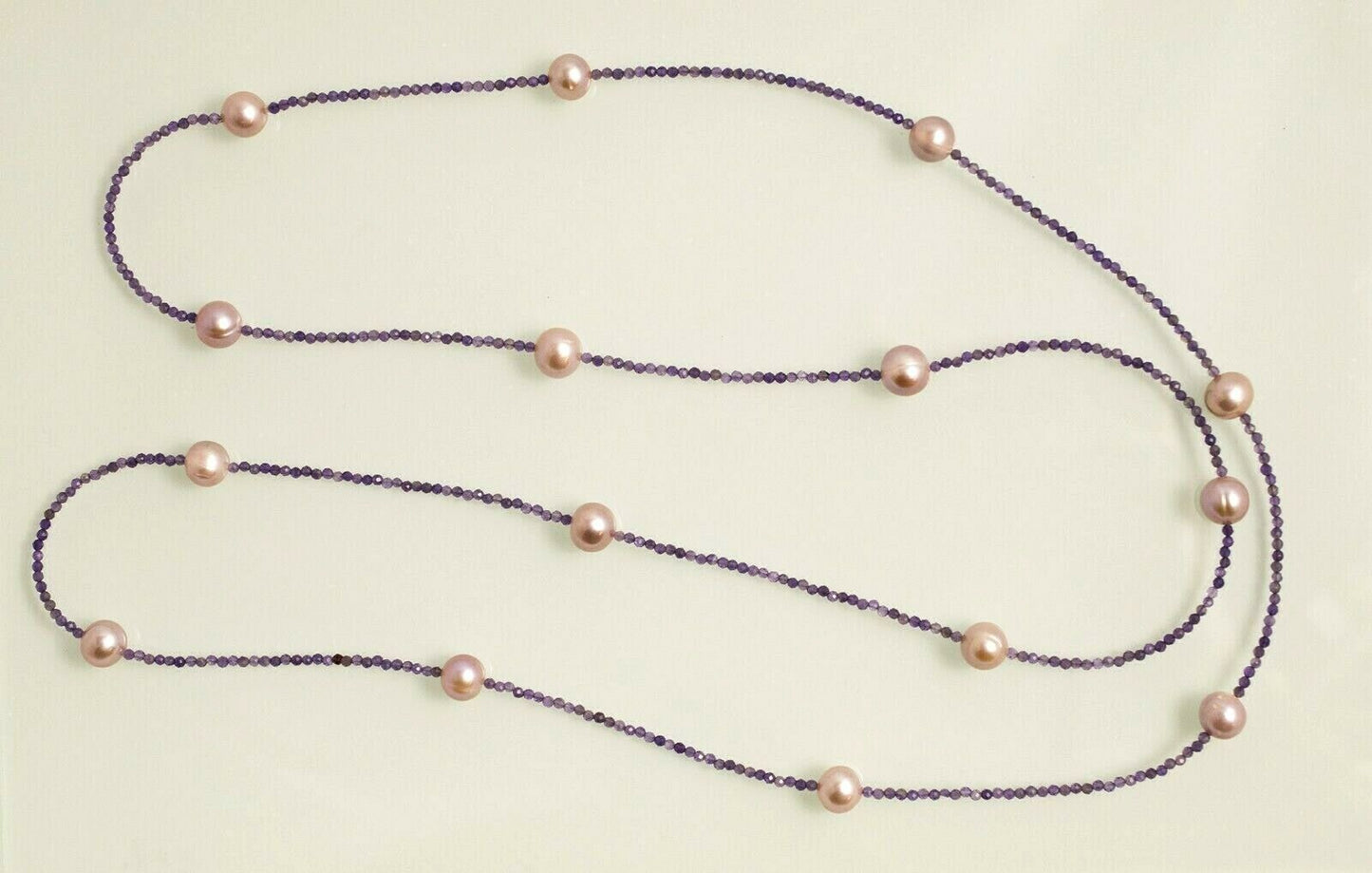 AMETHYST CHAMPAGNE Traumhafte Amethyste facettiert mit Zuchtperlen 114 cm Länge!