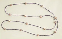 AMETHYST CHAMPAGNE Traumhafte Amethyste facettiert mit Zuchtperlen 114 cm Länge!