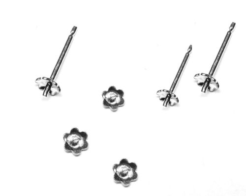 Ohrstecker mit Perlschale 3 mm und Ohrmutter in 925- Silber (1 Paar)